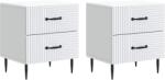 vidaXL Set 2 noptiere albe din lemn prelucrat, 4 sertare, 43x34, 5x47, 5 cm (894756)