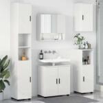 vidaXL Set de mobilier pentru baie Pe perete cu usa 5 pcs Alb lucios GartenMobel Dekor (3392987)