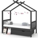 vidaXL Cadru pat copii cu sertar gri închis 80x160 cm lemn masiv pin GartenMobel Dekor (322152)