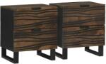 vidaXL Set 2 noptiere castan 40 x 33 x 46 cm, 4 sertare, lemn prelucrat (4018007)