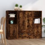 vidaXL Dulapuri înalte, 3 buc. , stejar fumuriu, lemn prelucrat GartenMobel Dekor (3185324) Comoda