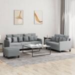 vidaXL Set de canapele cu perne, 3 piese, gri deschis, textil GartenMobel Dekor (3201672) Canapea