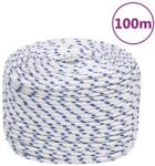 vidaXL Franghie de barca, alb, 10 mm, 100 m, polipropilena GartenMobel Dekor (152296)