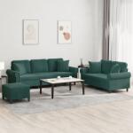 vidaXL Set canapea cu perne, 3 piese, verde închis, catifea GartenMobel Dekor (3202282) Canapea