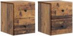 vidaXL Set 2 noptiere suspendate, stejar fumuriu, 34, 5 x 33 x 40 cm, 2 sertare (899162)