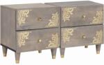 vidaXL Set 2 noptiere gri din lemn masiv de mango, 40 x 33 x 46 cm (4018771)