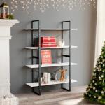 vidaXL Biblioteca cu 4 rafturi, alb, 100x30x140 cm, lemn masiv de pin GartenMobel Dekor (806483) Biblioteca