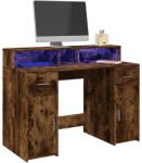 vidaXL Birou cu lumini LED stejar fumuriu 120x55x91 cm lemn prelucrat GartenMobel Dekor (3309415)