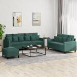 vidaXL Set de canapele cu perne, 3 piese, verde închis, catifea GartenMobel Dekor (3201732) Canapea