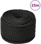 vidaXL Franghie de lucru, negru, 12 mm, 25 m, polipropilena GartenMobel Dekor (153016)