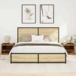 vidaXL Set 2 noptiere cu LED, lemn vechi, 50 x 40 x 45 cm, lemn compozit (862181)