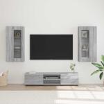 vidaXL Set comoda TV cu sertar FLORIN 3 pcs Gri Sonoma Lemn compozit GartenMobel Dekor (3397930)