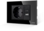 Luxion Priza Schuko si USB A+C cu Rama din Sticla LUXION, Standard Italian, 3M SmartElectro IntelligentHouse (LXI-045/47GF-B)