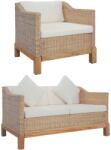 vidaXL Set de canapele cu perne, 2 piese, culoare naturala, ratan GartenMobel Dekor (278614) Canapea