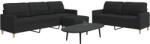 vidaXL Set de canapele cu taburet, 3 piese, negru, textil GartenMobel Dekor (3278331) Canapea