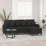 vidaXL Canapea cu 3 locuri cu taburet, negru, 180 cm, material textil GartenMobel Dekor (3201093) Canapea