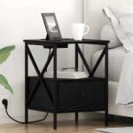 vidaXL Noptiera stejar negru cu statie de incarcare, 41, 5x40, 5x55 cm (859550)