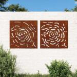 vidaXL Decor de perete 2 buc. 55x55 cm model trandafiri otel Corten GartenMobel Dekor (824507)