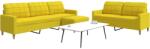 vidaXL Set canapele cu taburet, 3 piese, galben deschis, textil GartenMobel Dekor (3278332) Canapea