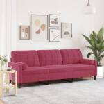 vidaXL Canapea cu 3 locuri cu pernute, rosu vin, 210 cm, catifea GartenMobel Dekor (3278243) Canapea