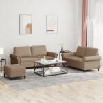 vidaXL Set de canapele cu perne, 3 piese, cappuccino, piele ecologica GartenMobel Dekor (3202159) Canapea