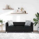 vidaXL Canapea cu 3 locuri, negru, piele artificiala GartenMobel Dekor (242208) Canapea