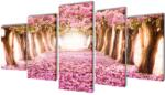 vidaXL Set tablouri imprimate pe panza Ciresi înfloriti, 100x50 cm GartenMobel Dekor (241574)