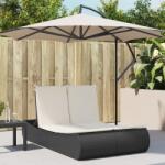 vidaXL Sezlong dublu cu perne, negru, poliratan GartenMobel Dekor (368090)