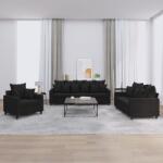 vidaXL Set de canapele cu perne, 3 piese, negru, catifea GartenMobel Dekor (3201685) Canapea