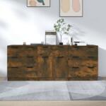 vidaXL Servante, 3 piese, stejar afumat, lemn prelucrat GartenMobel Dekor (3115801) Comoda