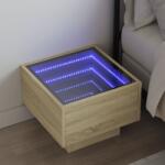 vidaXL Noptiera cu LED infinity, stejar sonoma, 40x40x30 cm GartenMobel Dekor (3284065)