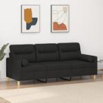 vidaXL Canapea cu 3 locuri cu pernute, negru, 180 cm, textil GartenMobel Dekor (3200833) Canapea