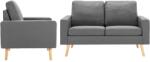 vidaXL Set de canapele, 2 piese, gri deschis, material textil GartenMobel Dekor (3056614) Canapea