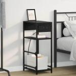 vidaXL Noptiera stejar negru 40 x 27 x 76 cm, cu statie de incarcare (859570)