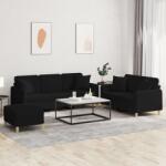 vidaXL Set de canapele cu perne, 3 piese, negru, textil GartenMobel Dekor (3202146) Canapea