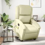vidaXL Fotoliu electric masaj rabatabil cu ridicare crem piele natural GartenMobel Dekor (3204276)
