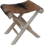 vidaXL Taburet pliant, piele de capra si lemn masiv de tec GartenMobel Dekor (288815)