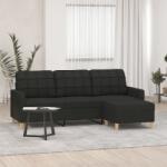 vidaXL Canapea cu 3 locuri cu taburet, negru, 180 cm, material textil GartenMobel Dekor (3201005) Canapea