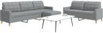 vidaXL Set canapele cu taburet, 3 piese, gri deschis, textil GartenMobel Dekor (3278327) Canapea