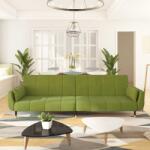 vidaXL Canapea extensibila cu 2 locuri 2 perne verde deschis catifea GartenMobel Dekor (337585) Canapea