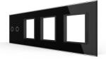 LIVOLO Panou Intrerupator Dublu + 3 Prize LIVOLO din Sticla, Standard German SmartElectro IntelligentHouse (VL-P702/E/E/E-8B)