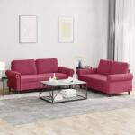 vidaXL Set canapele cu perne, 2 piese, rosu vin, catifea GartenMobel Dekor (3202214) Canapea