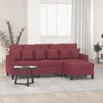 vidaXL Canapea cu 3 locuri si taburet, rosu vin, 180 cm, textil GartenMobel Dekor (3201095) Canapea