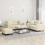 vidaXL Set de canapele cu perne, 3 piese, crem, piele ecologica GartenMobel Dekor (3202378) Canapea