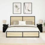 vidaXL Set 2 noptiere cu sertar si LED, stejar negru, 35x39x55 cm (862179)