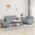 vidaXL Set de canapele cu perne, 3 piese, gri deschis, textil GartenMobel Dekor (3202094) Canapea