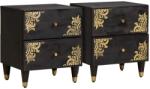 vidaXL Set 2 noptiere negre din lemn masiv de mango, 40 x 33 x 46 cm (4018807)