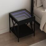 vidaXL Noptiera cu LED infinity, negru, 40x40x49 cm GartenMobel Dekor (3284096)