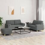 vidaXL Set de canapele cu perne, 3 piese, gri închis, textil GartenMobel Dekor (3201299) Canapea