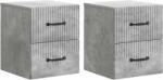 vidaXL Set 2 noptiere suspendate gri beton cu 4 sertare, 34, 5x33x40 cm (898982)